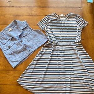 Girls Knitworks light blue dress and matching denim vest.